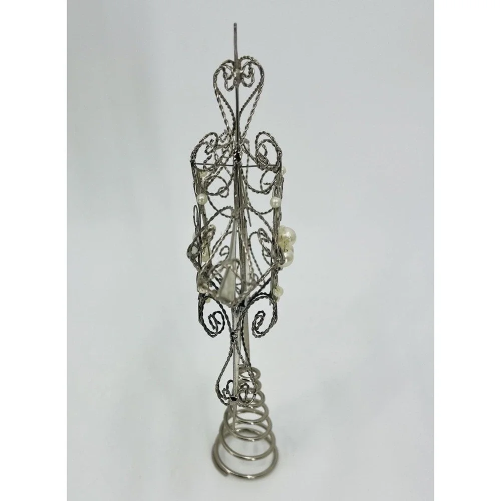 Capiz Shell Silver Star Christmas Tree Topper with Faux Pearls and‎ Scrolls